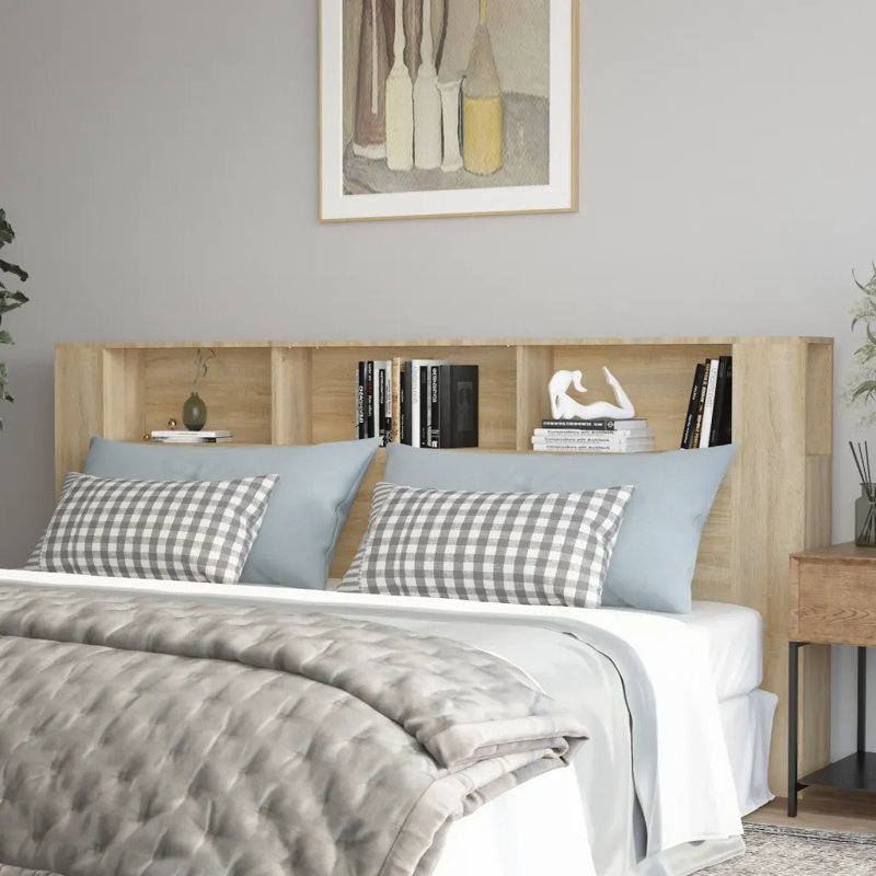 17 Stories Headboard Cabinet Engineered Wood, Sonoma Oak, Super King (6')