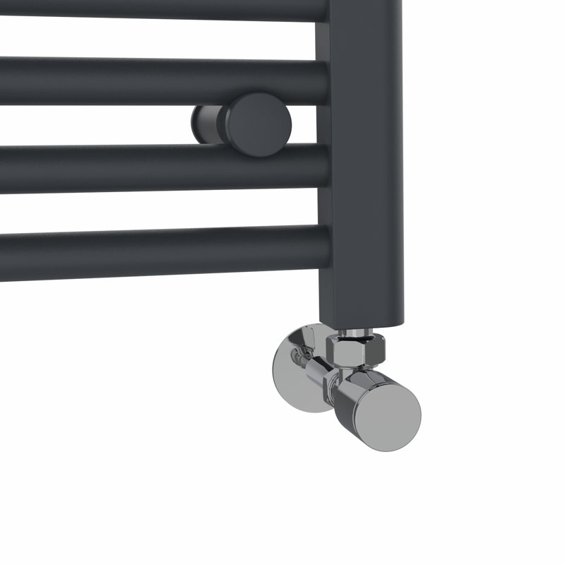 Wiest Straight Heated Towel Rail Radiator Bathroom Ladder Warmer, Anthracite, 60cm H x 60cm W x 3cm D, Straight Towel Rail