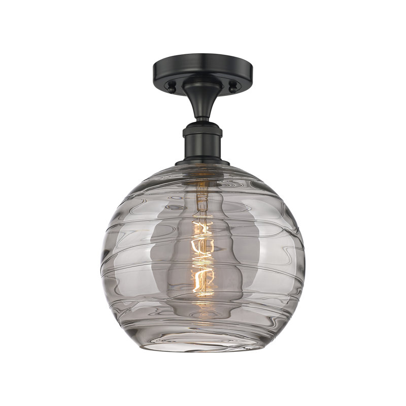1 - Light Semi Flush Mount, 11.75" H x 12" W x 12" D, Matte Black
