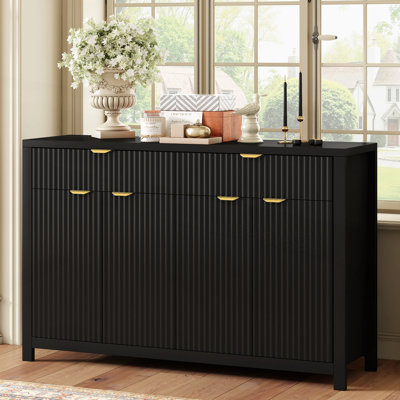 Versatile Fluted Storage Cabinet with Adjustable Shelves and Large Capacity Perfect for Modern and Functional Home Decor