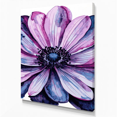 «Watercolor Botanical 18», art mural sur toile mauve
