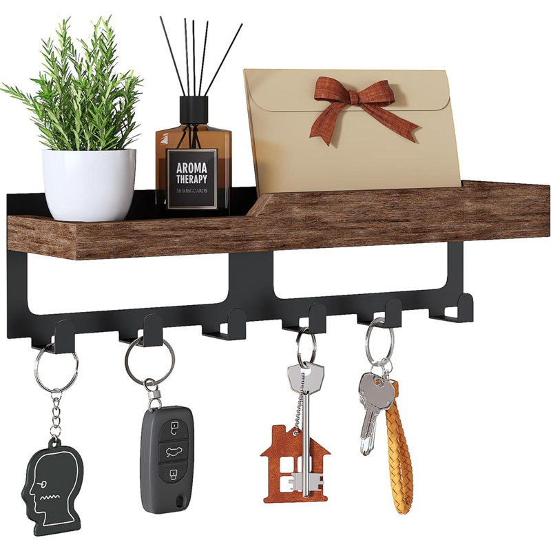 Wood Wall Organizer with Mail Storage, Brown