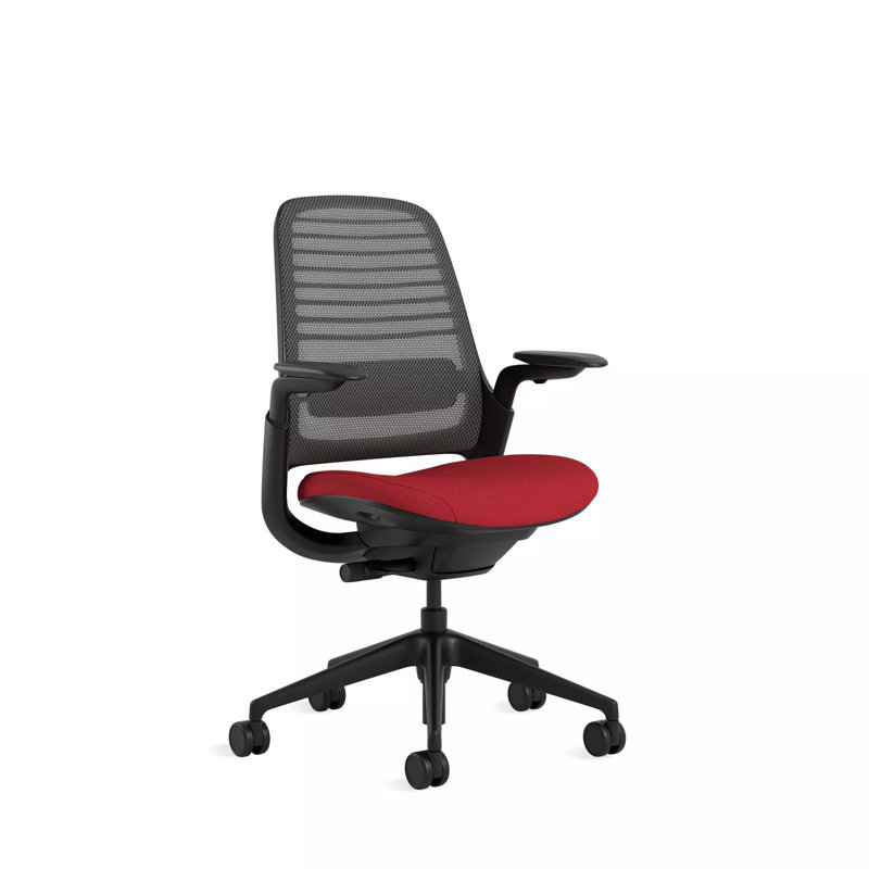 Steelcase Series 1 Task Chair, Scarlet/Graphite, Black, Carpet