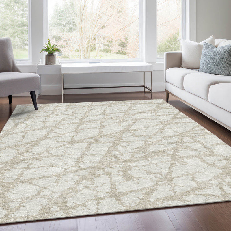 Premium Machine Washable Prisco Ivory Rug, Rectangle 3' x 5'