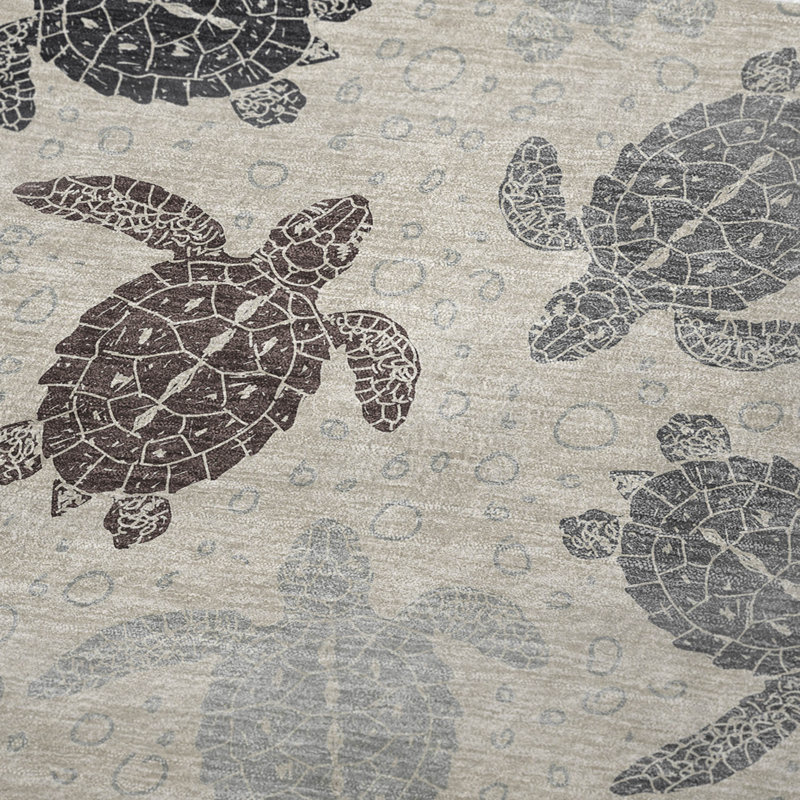 Addison Machine Washable Sherpa Turtles Throw Blanket, Sand