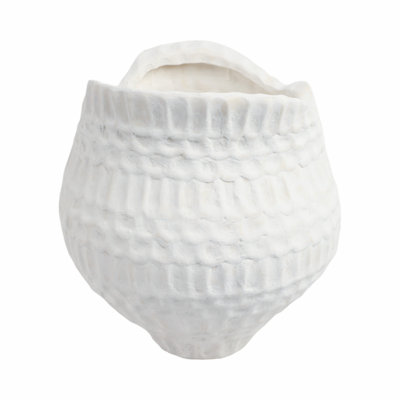Sagebrook Home 16" Callan Large 3D Printed Porcelain Vase, Ivory