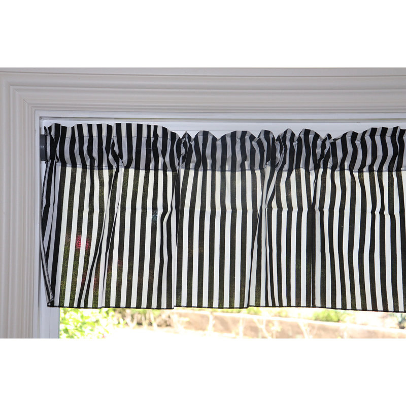 Cantonnière à rayures demi-pouce, L 58 po x L 24 po, Noir / blanc