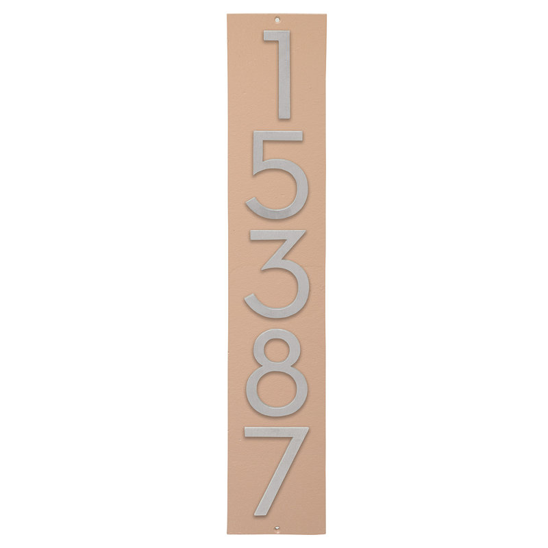Plaque d'adresse verticale flottante 4 po (5 chiffres), Taupe, Aluminium brossé
