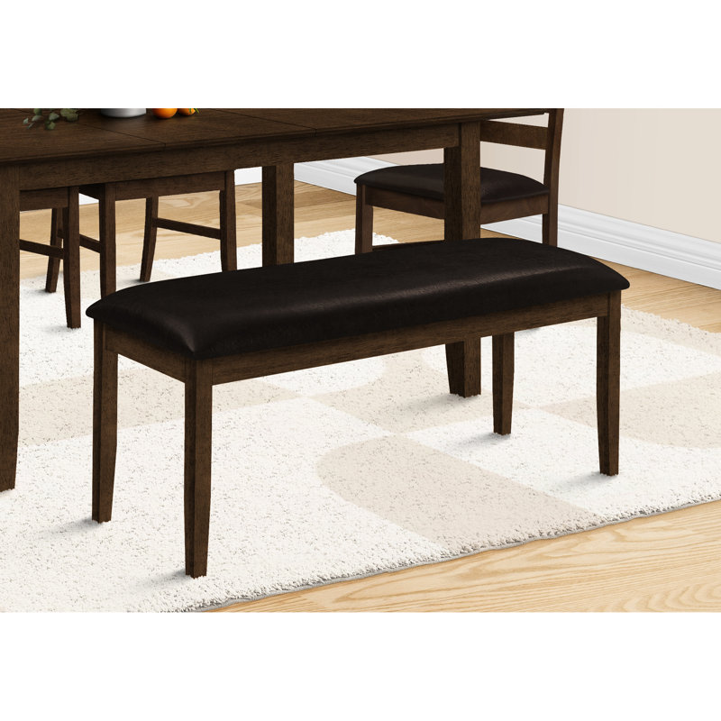 Transitional Bench With Thick Cushion - 48" Rectangular, Brown Solid Wood Frame Rectangular Upholstered Seat For Hallway, Entryway, Kitchen