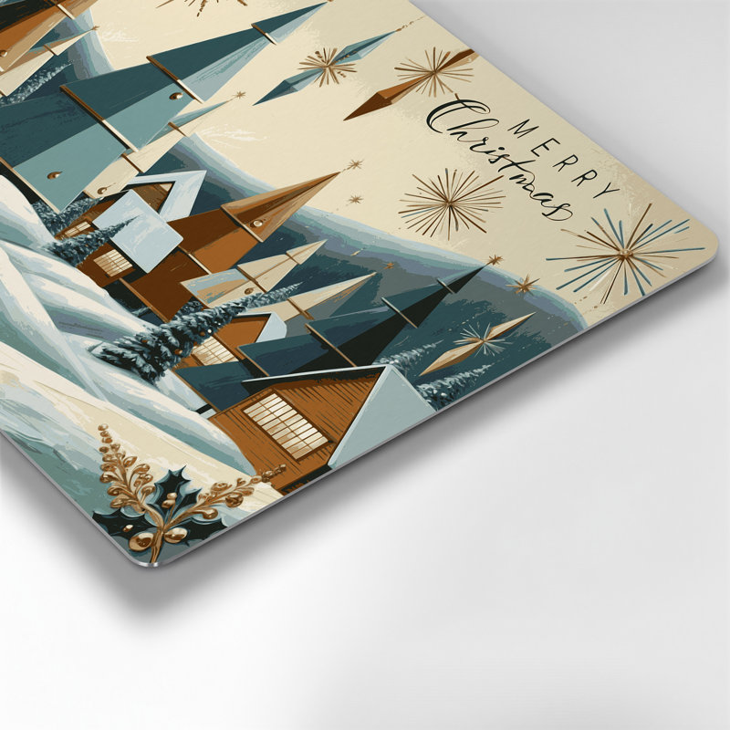 «Christmas Retro Christmas Designs», art mural en métal beige, H 11 po x l 14 po