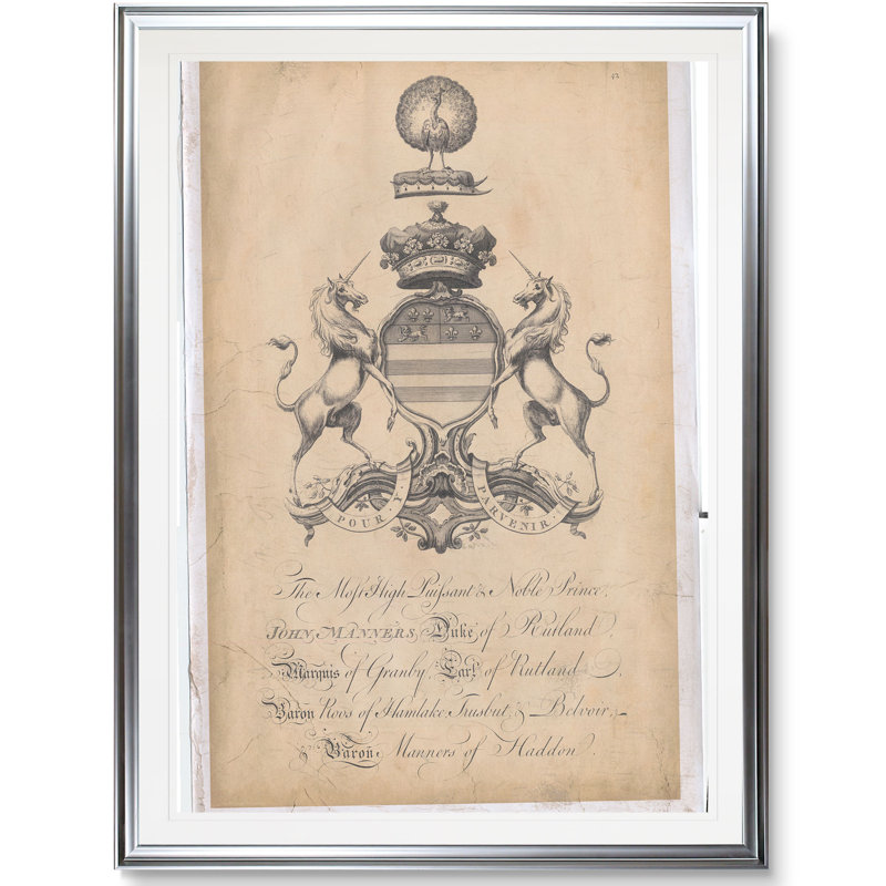 «Peerage of England III», art textuel, H 24 po x l 20 po x 1,5 po, Cadre argenté