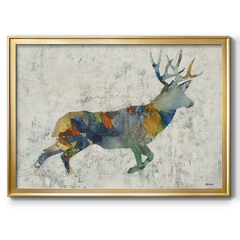 Cerf totem, reproduction sur toile, H 30 po x l 44 po x P 1,5 po, Or