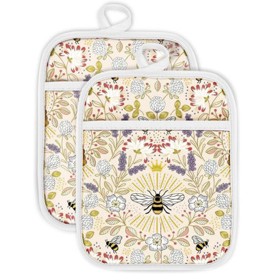 Ensemble de 2 porte-casseroles 100% coton pour cuisine avec poches