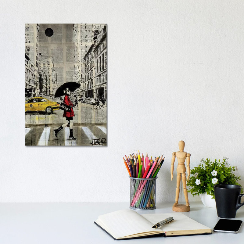 Red Coat by Loui Jover - Wrapped Canvas Print, 20.32 cm H x 30.48 cm W