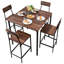 Ensemble de table de bar 5 pièces de 89 cm (35 po) avec bords arrondis, comprenant une table de bar carrée et quatre tabourets, idéal pour le salon, la salle à manger et la cuisine.