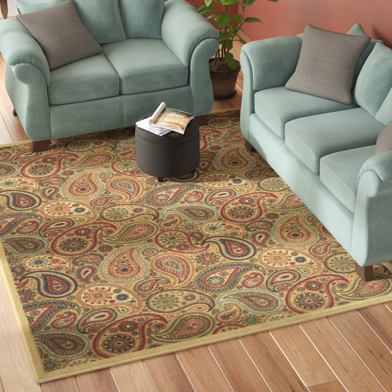 Non-Slip Paisley Area Rug For Living Room, Hallway Runner, Entryway Rug, 5' x 6'6"
