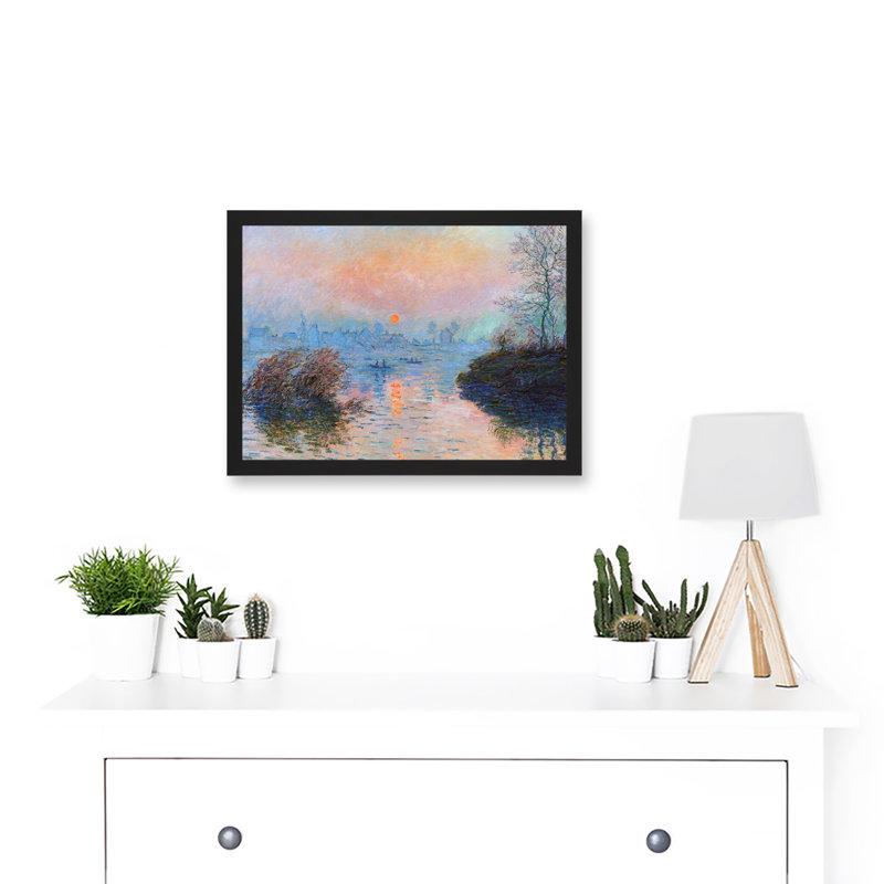 Monet Sunset Seine Lavacourt Winter Painting Artwork Framed  Wall Art Print, 23.4cm H x 32.3cm W x 1.5cm D
