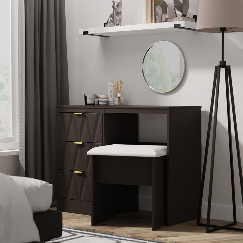 Las Vegas 3 Drawer Vanity in Graphite (Ready Assembled), Grey