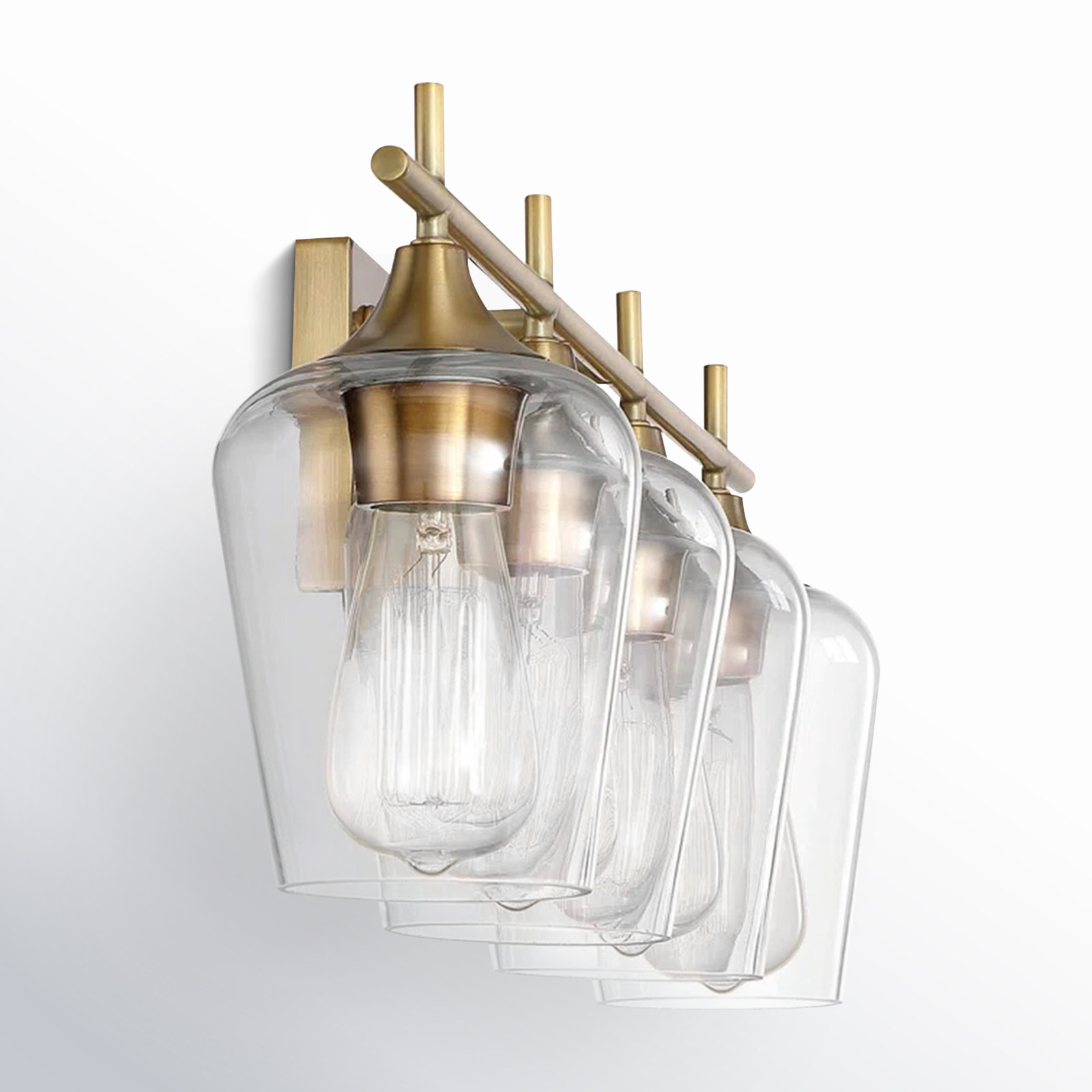 Breena 4-Light Dimmable Vanity Light, Warm Brass, White