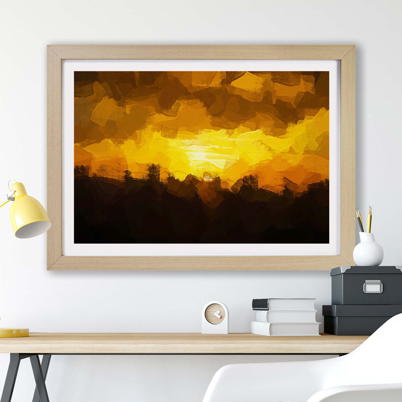 Sunset in Austria - Framed Print, 45cm H x 63cm W x 2cm D, Oak