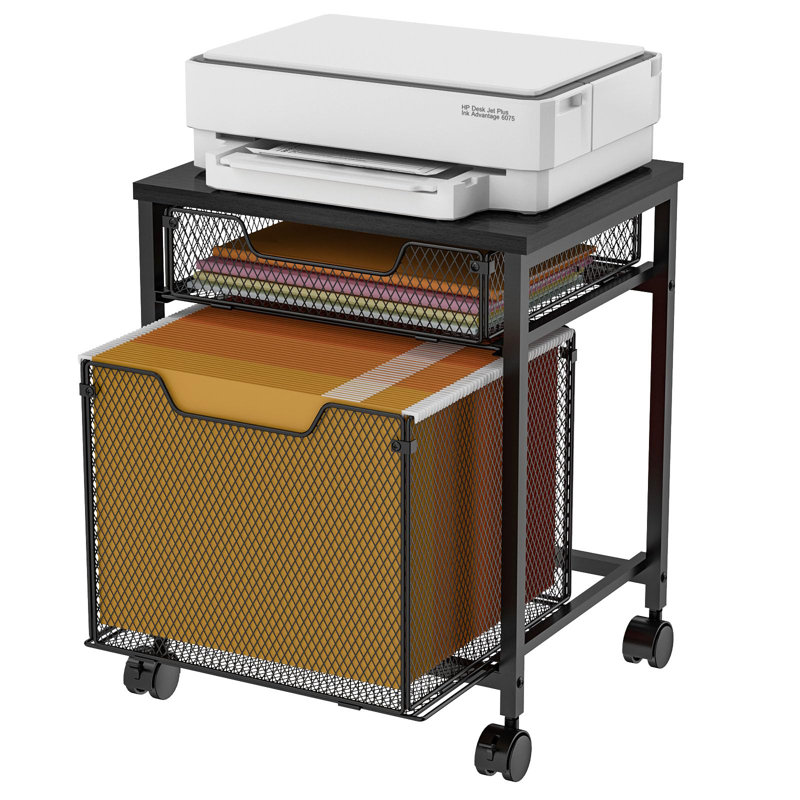 Black Mobile Legal Size 2-Drawer Rolling File Cabinet