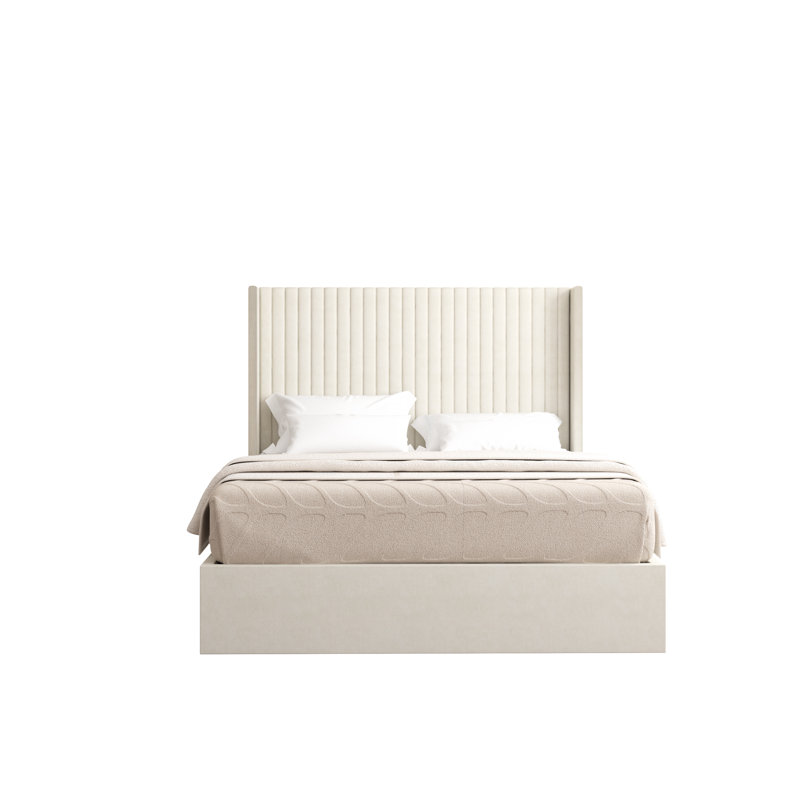 Barkat Upholstered Ottoman Storage Bed, Cream, Double (4'6)