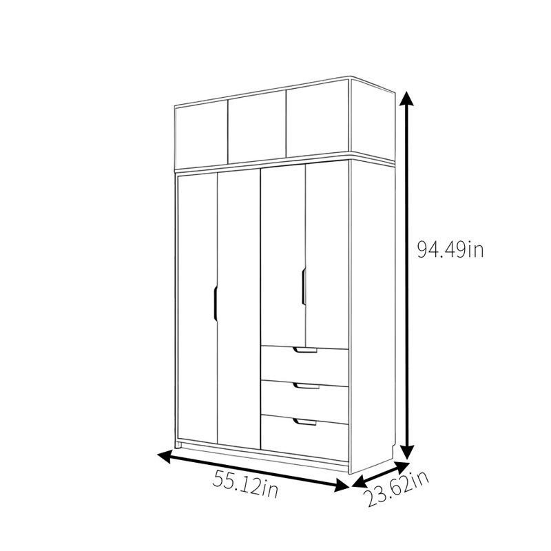 Garde-robe moderne, simple et classique, H 94,49 po x l 55,12 po x P 23,62 po