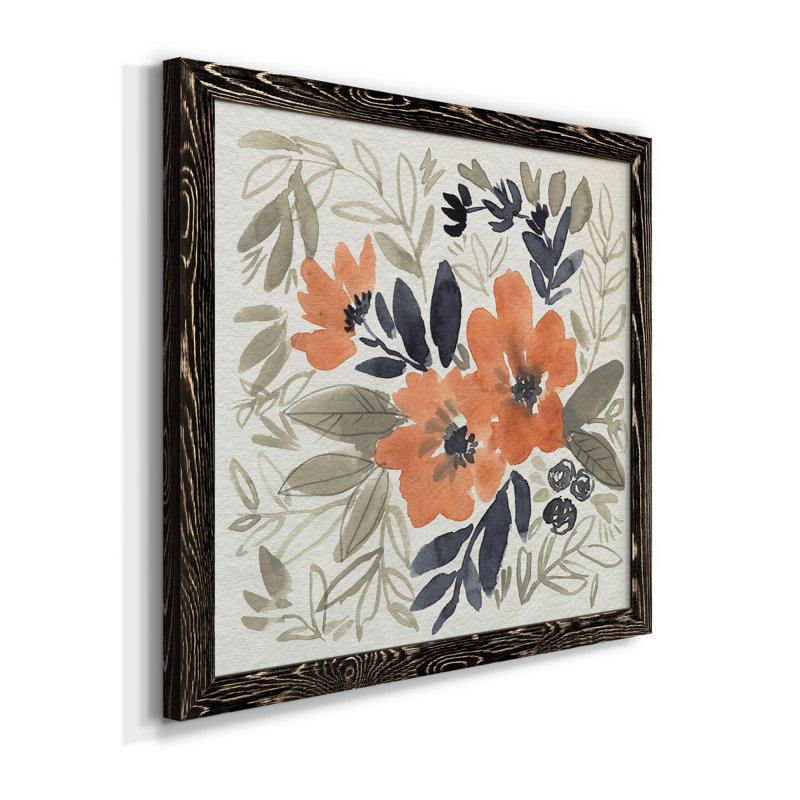 «Sienna & Paynes Flowers I-Premium», toile encadrée - prête à être accrochée, H 20 po x l 20 po x P 1,5 po, Cadre noir