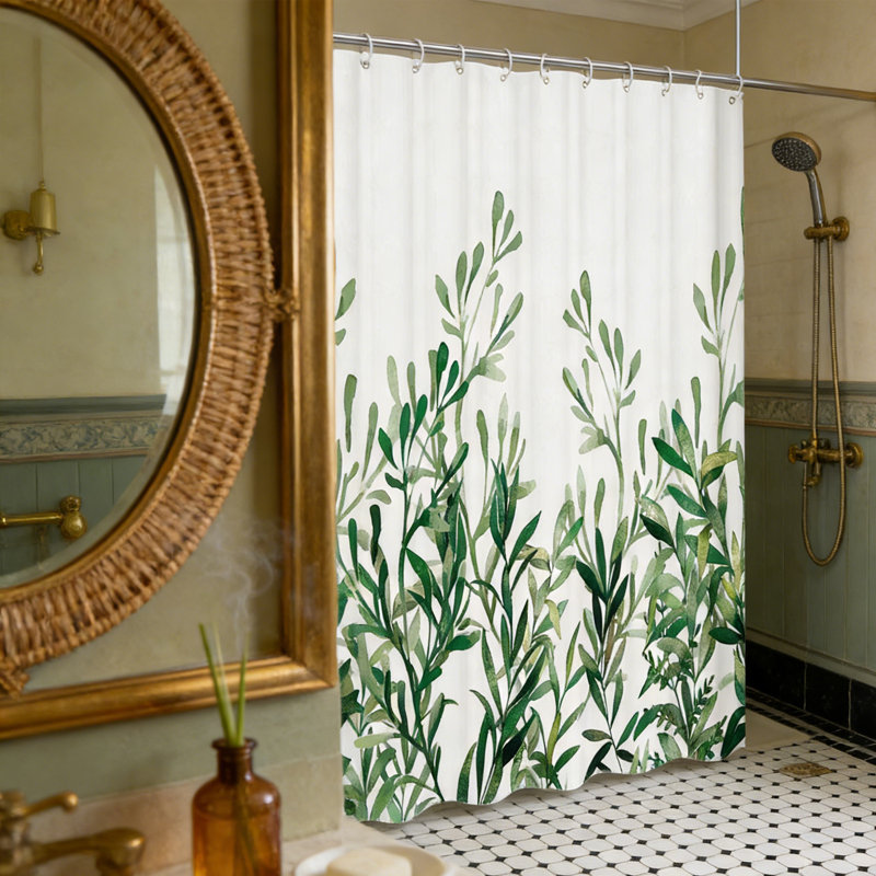 Ensemble de rideau de douche Leaves, H 70 po x l 70 po