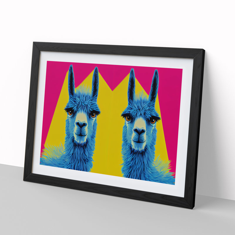 Colourful Llamas Vol.2 1 Piece Wall Art, 34cm H x 46cm W x 2cm D, Black Framed
