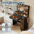 Vanity with Mirror Three-Level Adjustable Lighting Includes Drawer Cabinet, Power Outlet, and Stool Compact Vanity for Bedrooms and Apartments-1164263740