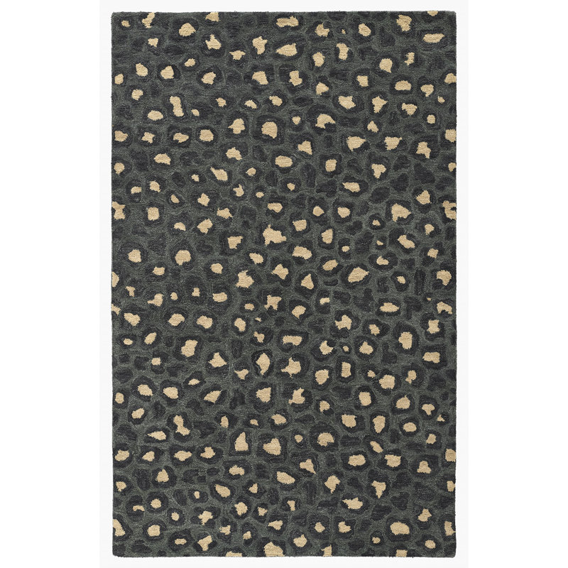 Tapis Figaro en laine tuftée à la main, motif animalier bleu, 90 x 150 cm, Bleu, 3 pi x 5 pi