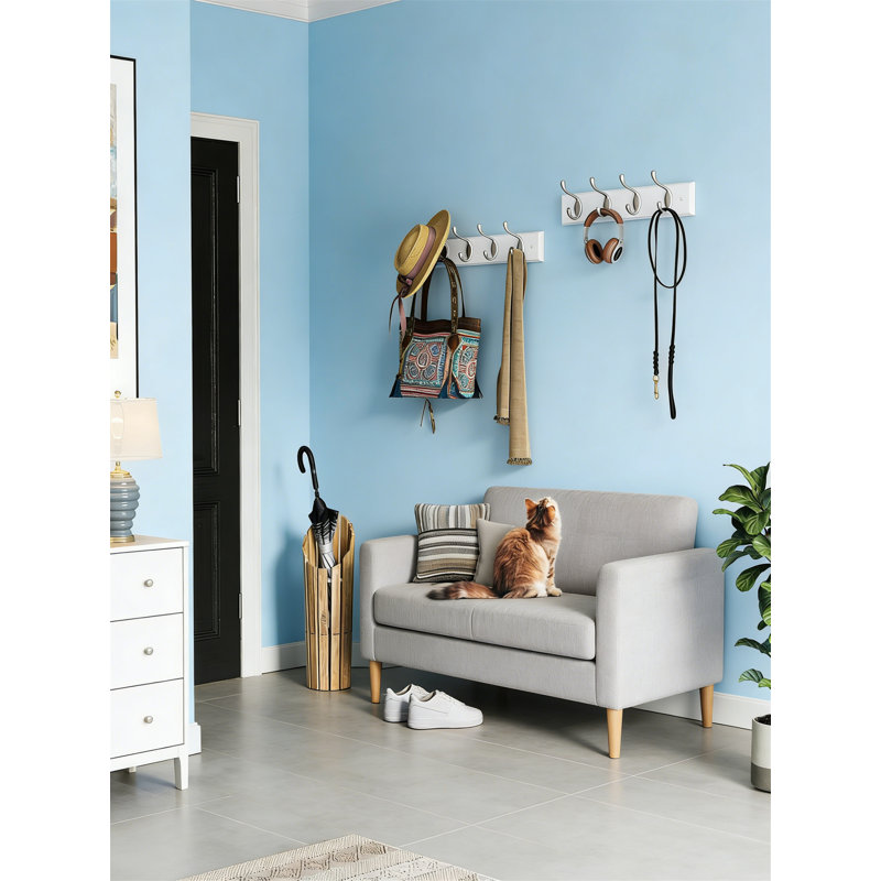 2-Pack 15.7" White Wall Mount Coat Rack