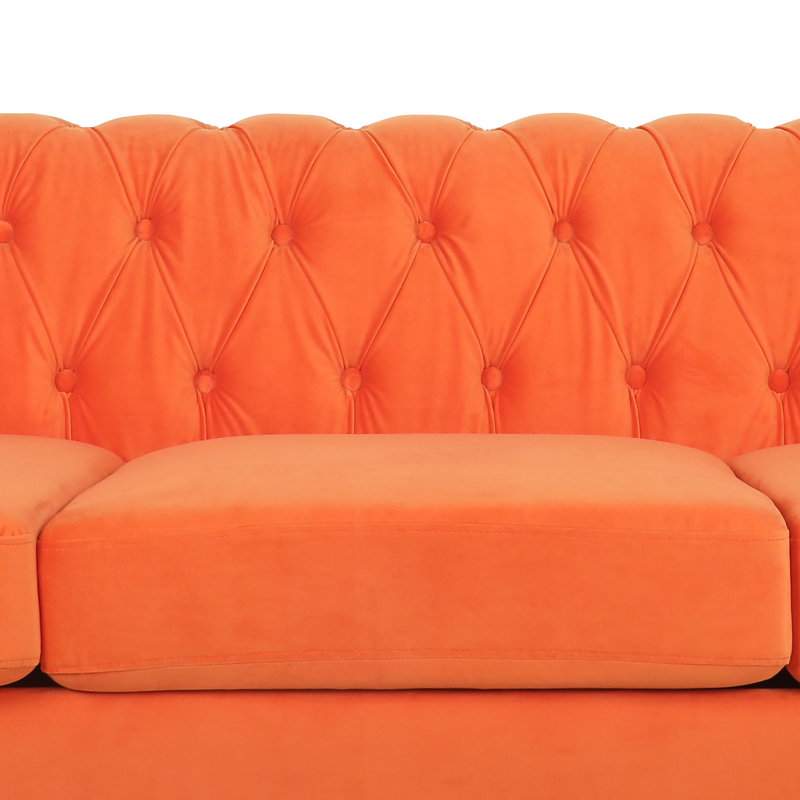Adedapo 83.85'' Upholstered Sofa, Orange Velvet