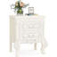 Table de chevet avec tiroirs - table de bout sculptée classique de 20 po, table de chevet à 2 tiroirs pour la chambre à coucher, mobilier d'appoint rétro