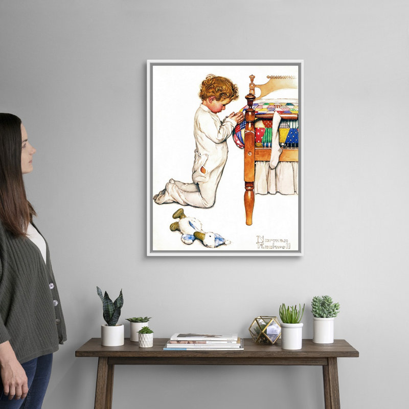 «A Christmas Prayer», art mural sur toile, Cadre flottant blanc, H 32 po x l 26 po x P 1,75 po