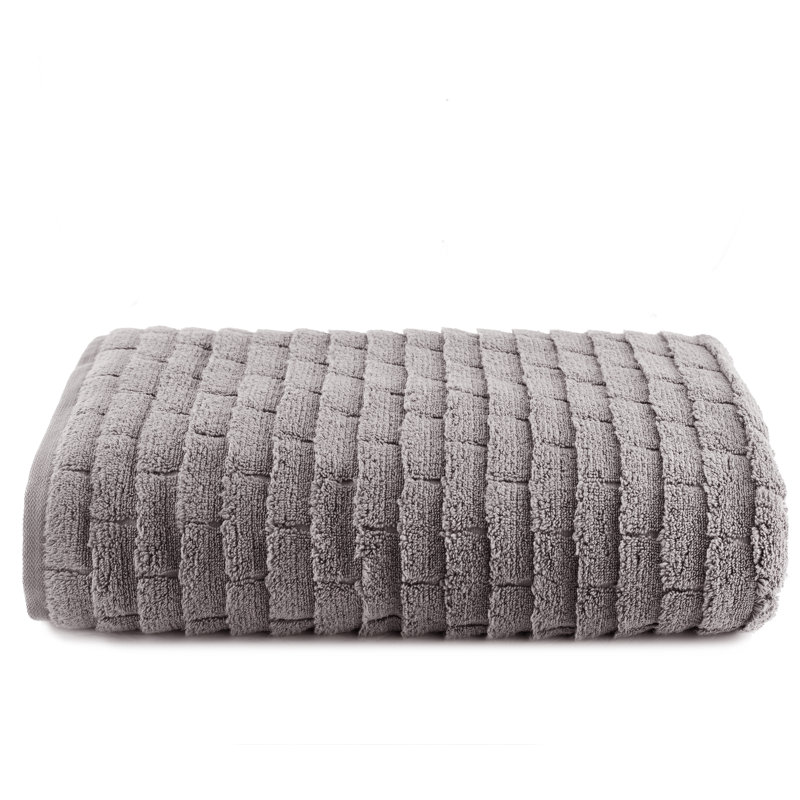 Subway Tile 1 Piece Turkish Cotton Bath Sheet, Steel