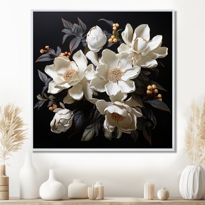 Magnolias émergent de l'ombre en noir I - art mural Magnolias