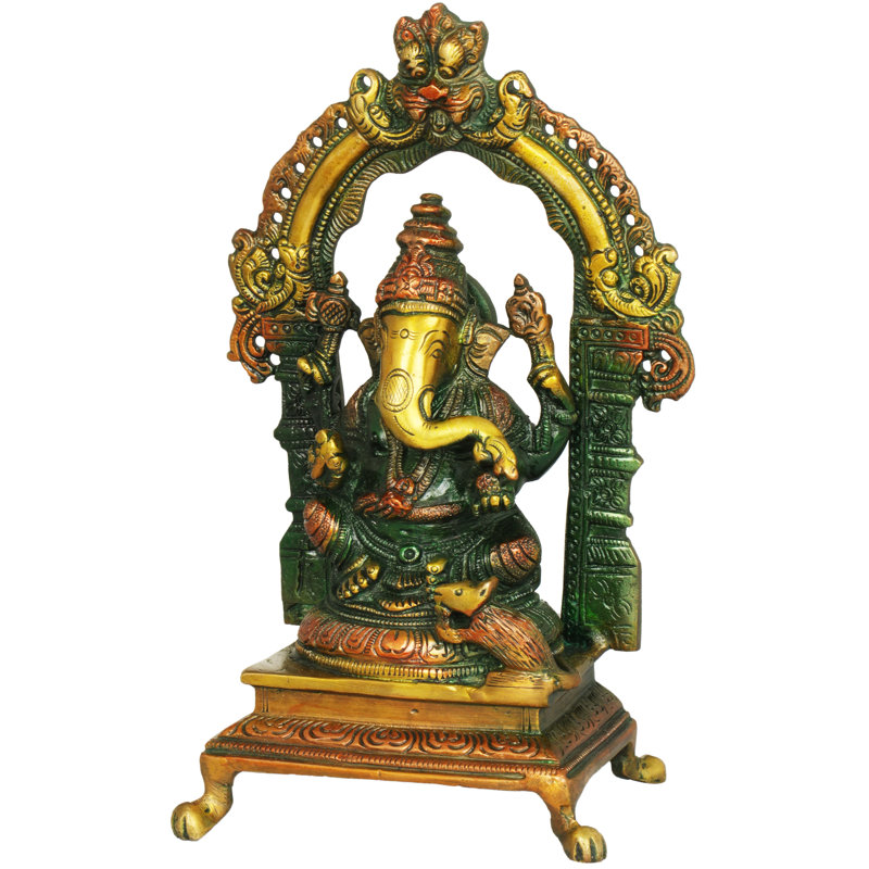 Figurine Temple Ganesha, Vert / or