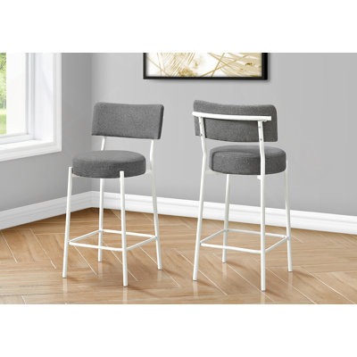Ensemble de 2 tabourets de bar contemporains en tissu gris et en métal blanc, pour le confort et le style d'une cuisine moderne