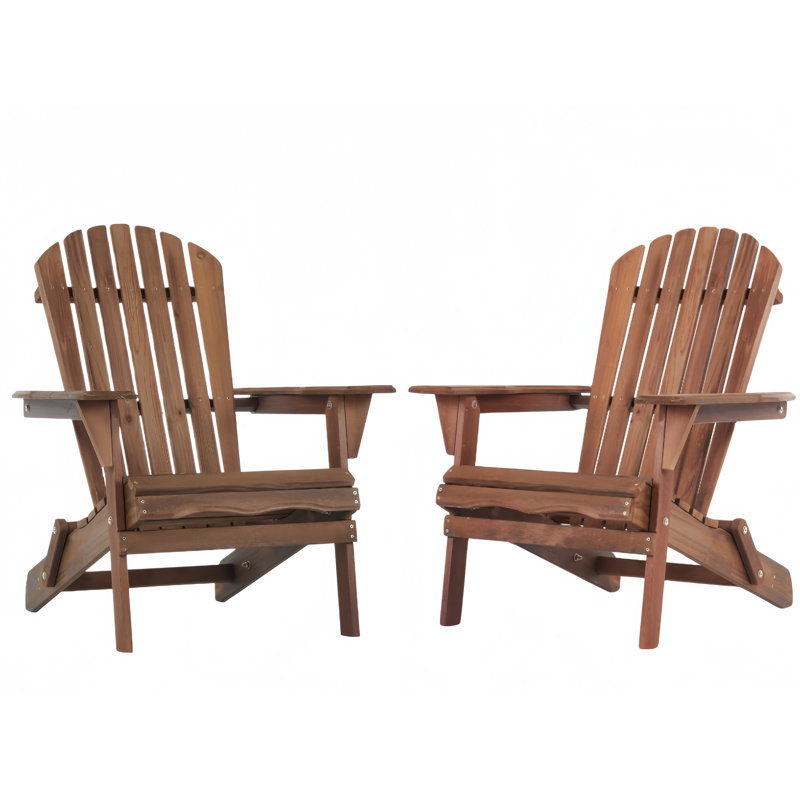 Chaise Adirondack pliante en bois (paquet de 2), pour jardin, pelouse, cour, Brun