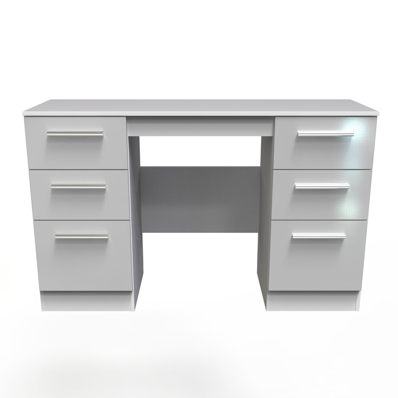 Takijah Double Pedestal Desk IN Grey Matt
