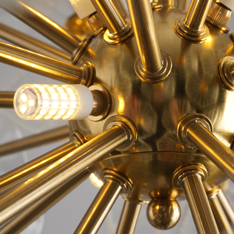 Lustre en verre de style Sputnik de 61 cm (24 po) avec suspension et chaîne réglable, Clair