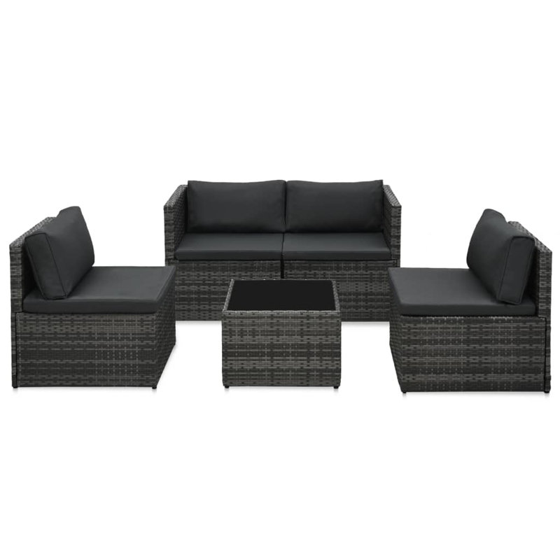 5 Piece Lounge Chair with Cushions, Brown