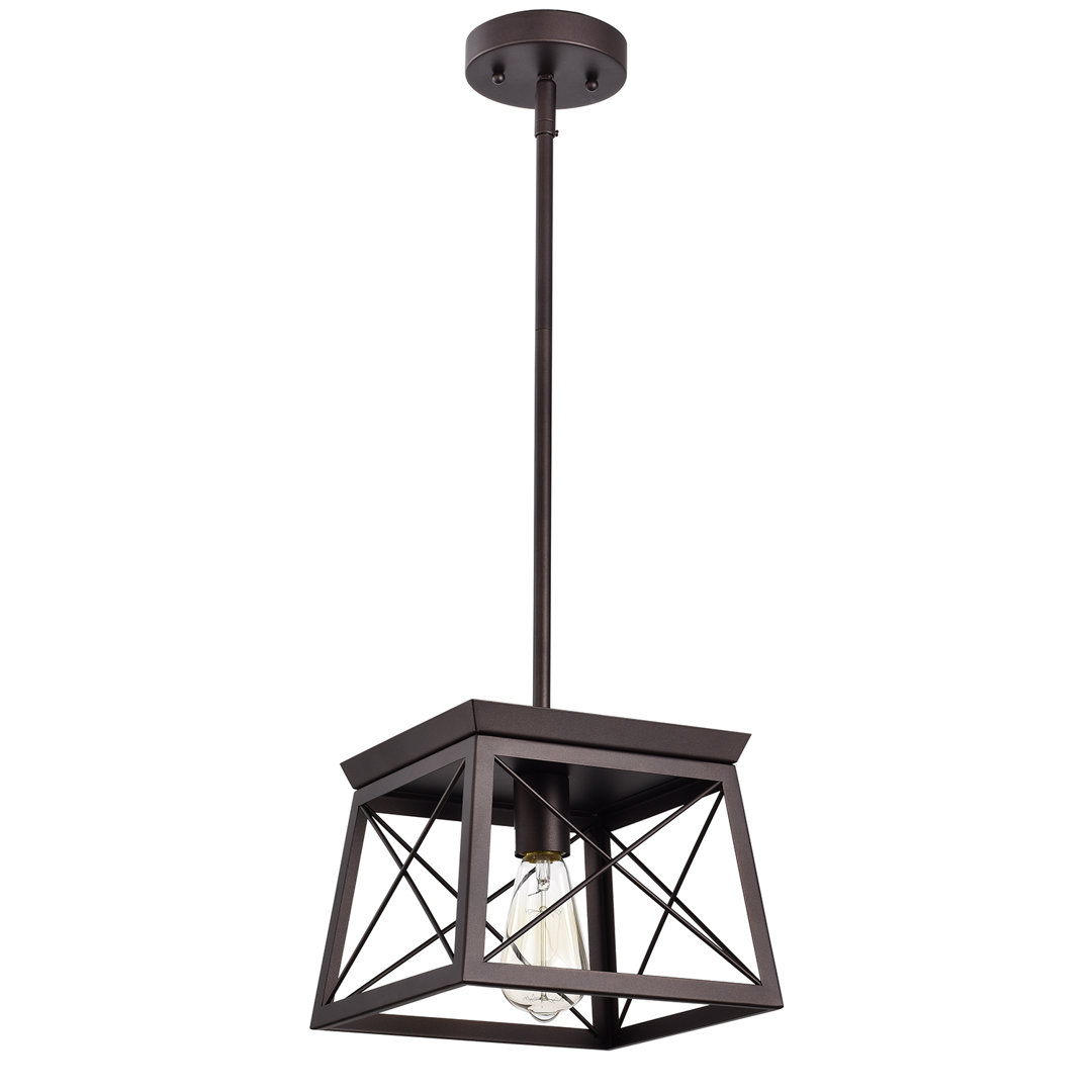 Gandhi 1 - Light Lantern Geometric Pendant with Wood Accents Gracie Oaks