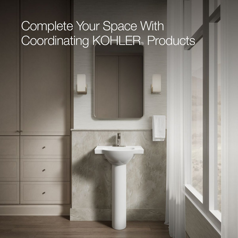 Veer™ Ceramic Pedestal Bathroom Sink with Overflow, White, 4" Centers, 35.5" H x 21" L x 18.25" W