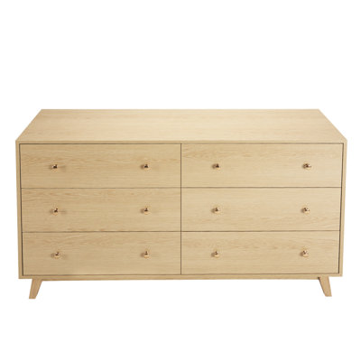 6 Drawer Dresser, Wooden Chest of Drawers with Sliding with Anti-tip Device, Modern Minimalist Dresser Chest, Closet Storage Organizer for Living Room