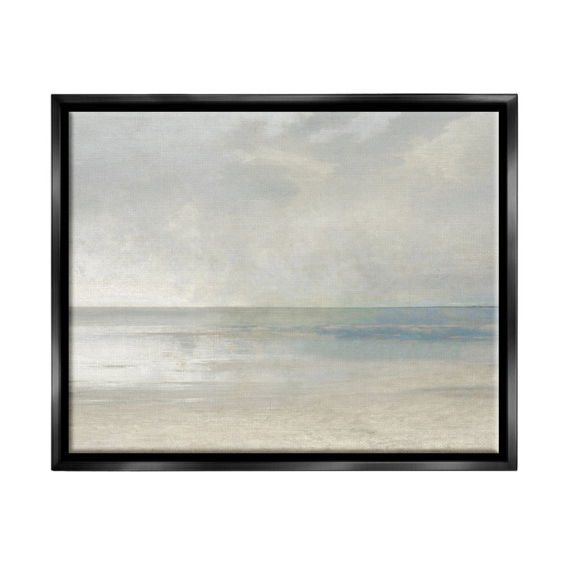 «Sandy Tide Ocean Horizon» par Christy Mckee - impression, Cadre flottant noir de jais, H 17 po x l 21 po x P 1,7 po