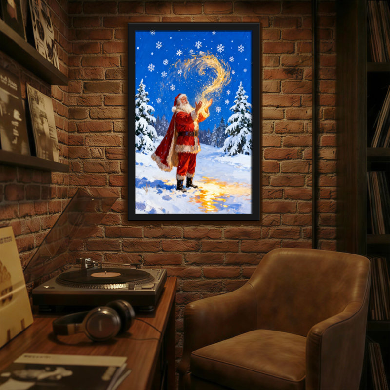 Noël, père Noël, flocon de neige magique, scène hivernale, H 36 po x l 24 po