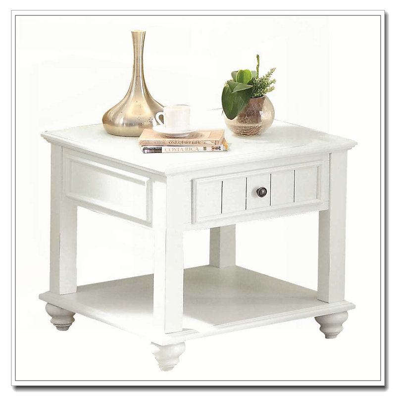 Table de bout blanche avec tablette inférieure